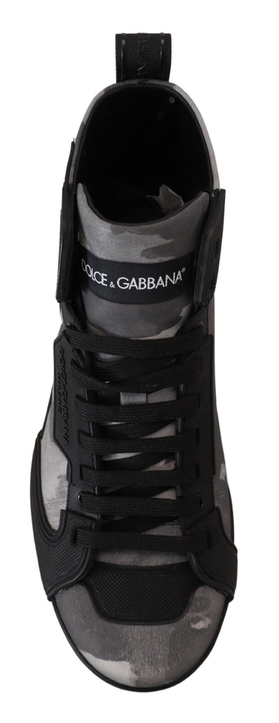 Dolce & Gabbana Gray Canvas Cotton High Tops Sneakers Shoes