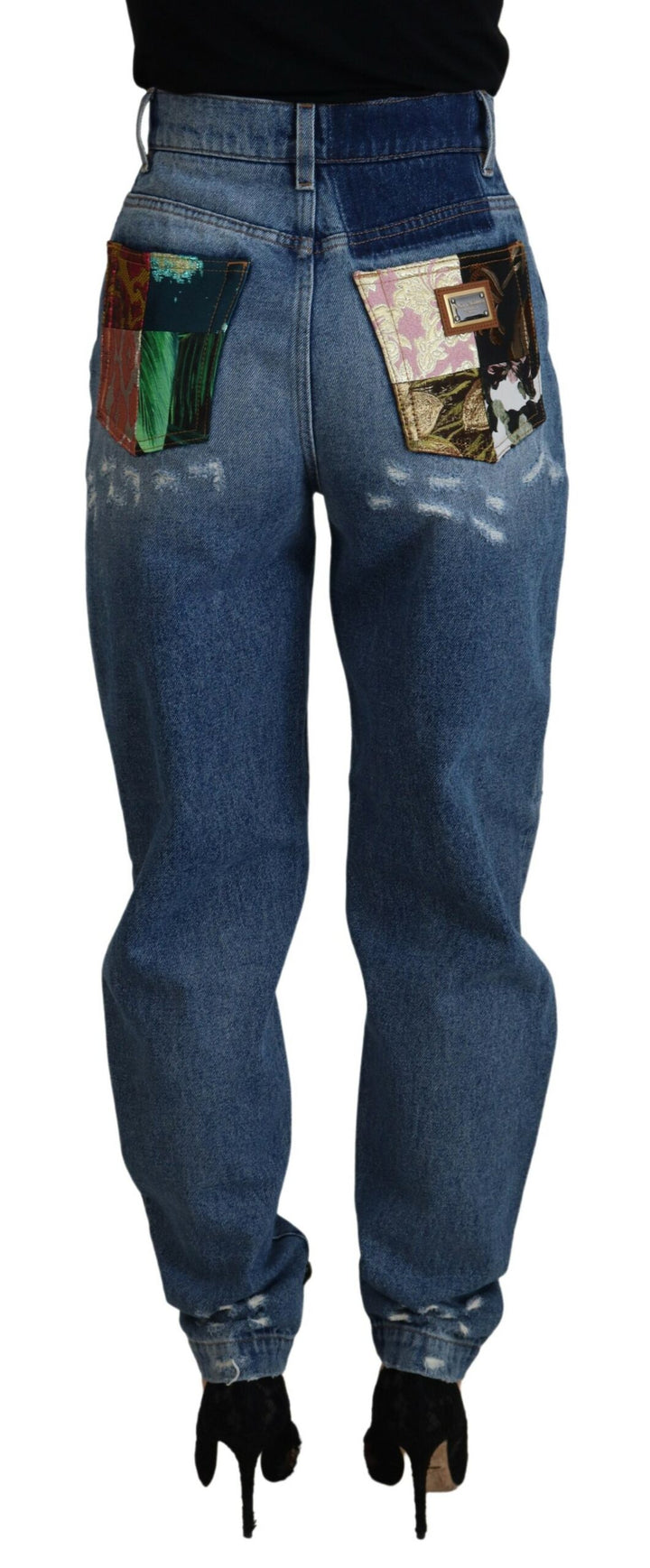 Blue Tattered Skinny Denim Cotton Jeans