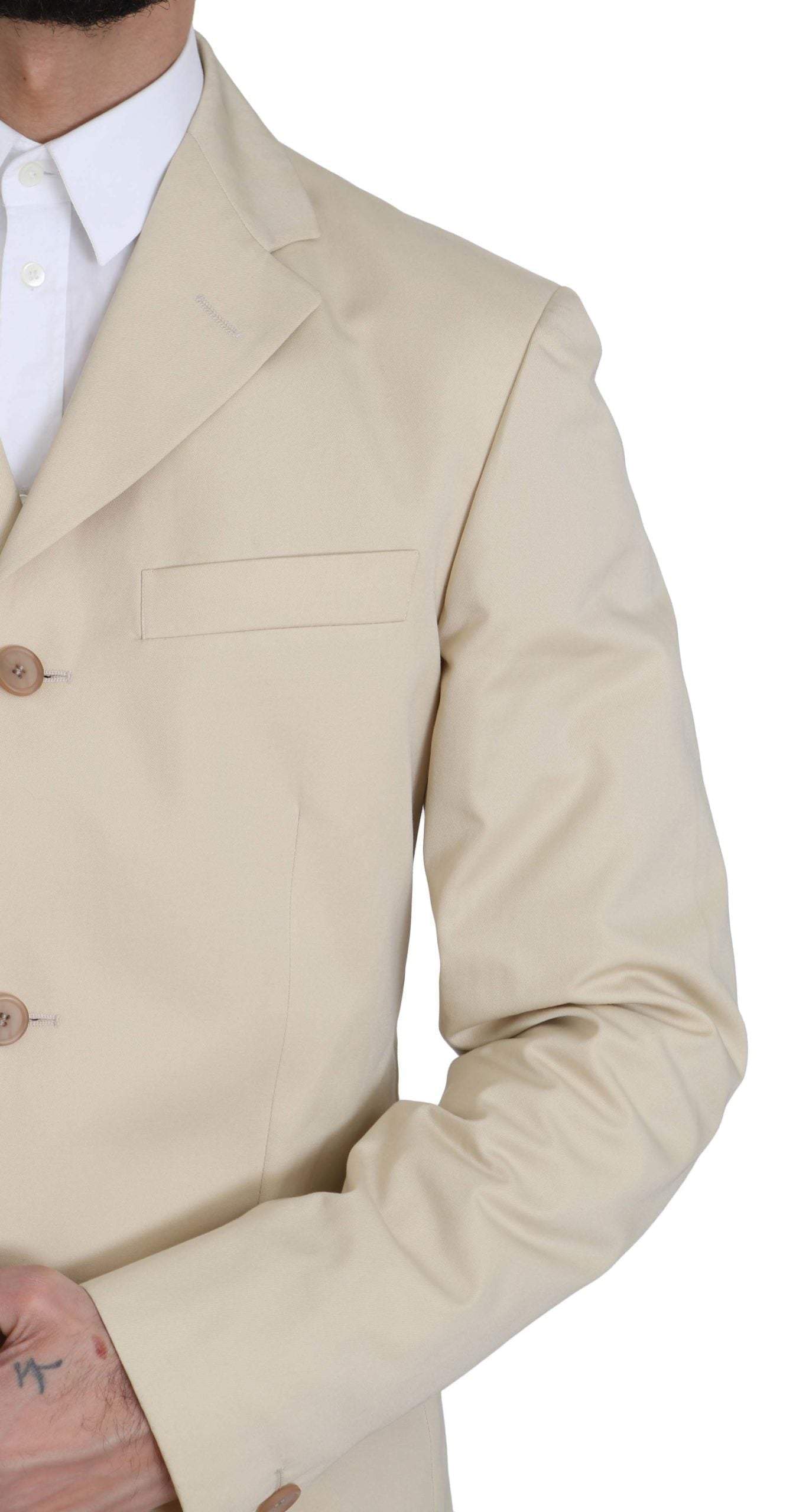Romeo Gigli Two Piece 3 Button  Cotton Solid Suit #men, Beige, Catch, feed-agegroup-adult, feed-color-beige, feed-gender-male, feed-size-IT46 | S, feed-size-IT50 | L, Gender_Men, IT46 | S, IT50 | L, Kogan, Men - New Arrivals, Romeo Gigli, Suits - Men - Clothing at SEYMAYKA