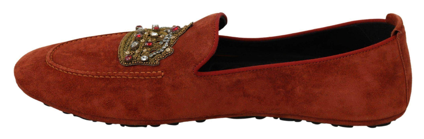 Dolce & Gabbana Orange Leather Moccasins Crystal Crown Slippers Shoes #men, Brand_Dolce & Gabbana, Catch, Category_Shoes, Dolce & Gabbana, EU44/US11, feed-agegroup-adult, feed-color-orange, feed-gender-male, feed-size-US11, Gender_Men, Kogan, Loafers - Men - Shoes, Orange, Shoes - New Arrivals at SEYMAYKA
