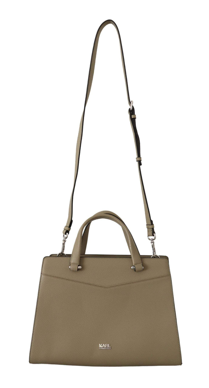 Karl Lagerfeld Sage Green Leather Tote Bag feed-1, Green, Handbags - New Arrivals, Karl Lagerfeld, Shoulder Bags - Women - Bags, Tote Bags - Women - Bags, Women - New Arrivals at SEYMAYKA