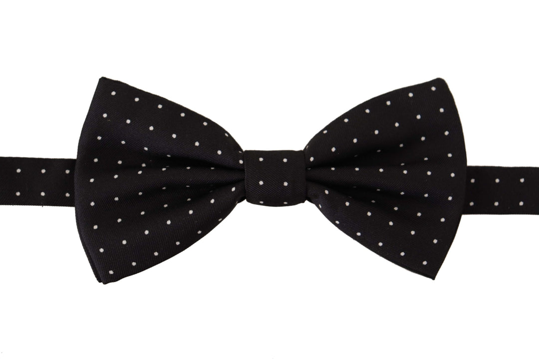 Dolce & Gabbana Black White Polka Dot 100% Silk Neck Papillon Tie