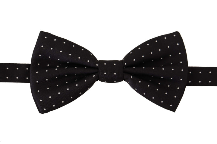 Dolce & Gabbana Black White Polka Dot 100% Silk Neck Papillon Tie