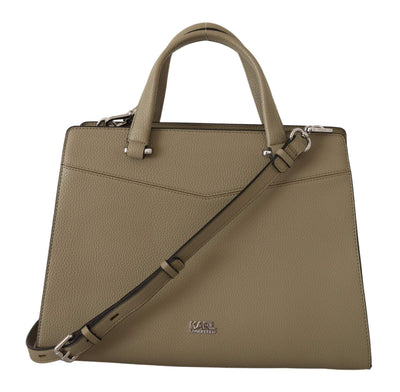 Karl Lagerfeld Sage Green Leather Tote Bag feed-1, Green, Handbags - New Arrivals, Karl Lagerfeld, Shoulder Bags - Women - Bags, Tote Bags - Women - Bags, Women - New Arrivals at SEYMAYKA