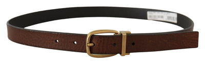 Dolce & gabbana Brown Leather Classic Vintage Metal Buckle Belt