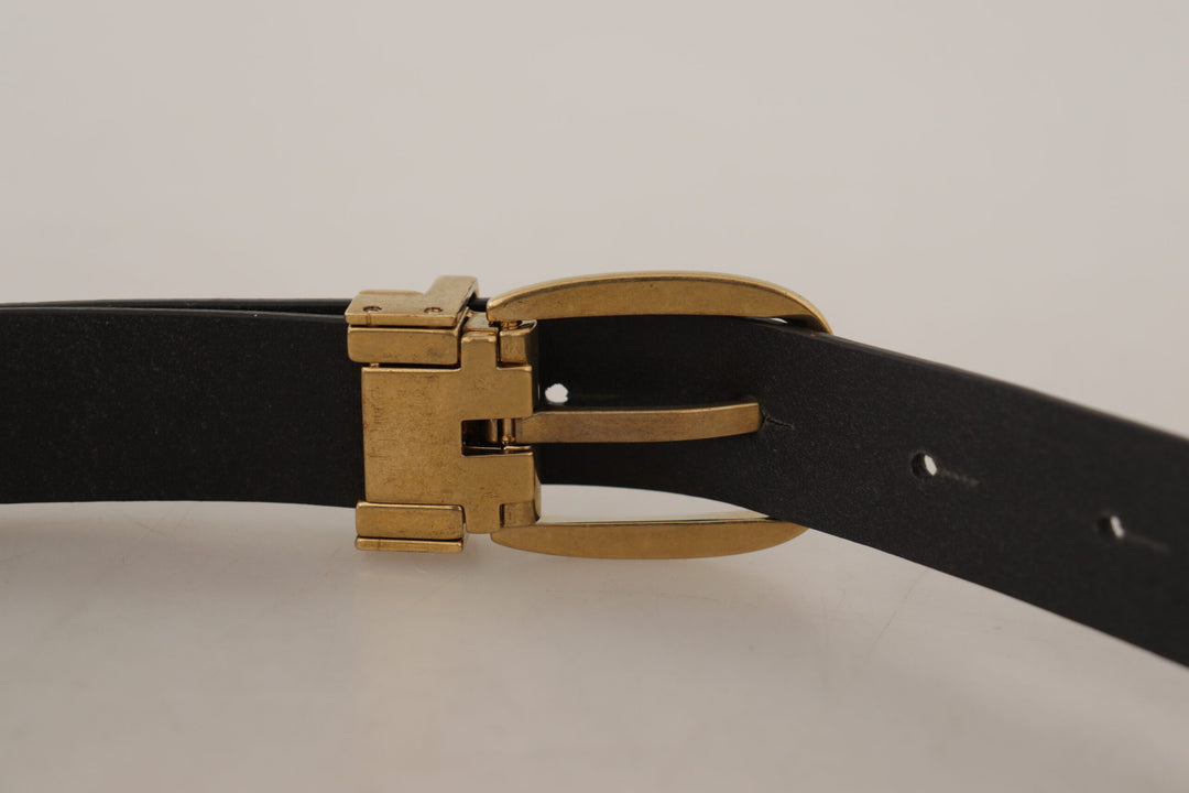 Dolce & gabbana Brown Leather Classic Vintage Metal Buckle Belt