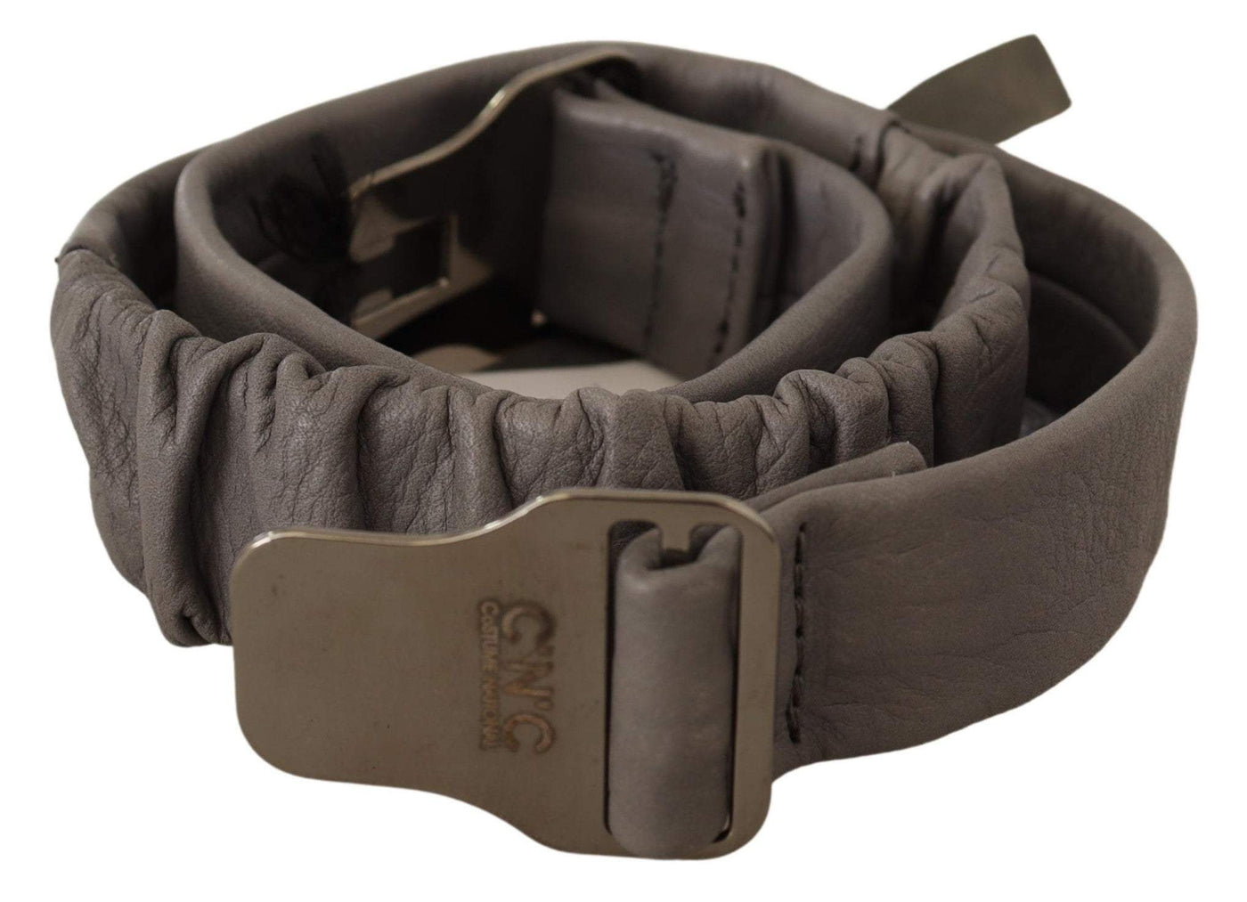 Costume National Gray Leather Silver Buckle Waist Belt 85 cm / 34 Inches, Belts - Women - Accessories, Costume National, feed-1, Gray at SEYMAYKA