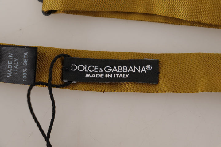 Dolce & Gabbana Yellow Mustard 100% Silk Butterfly Papillon Tie