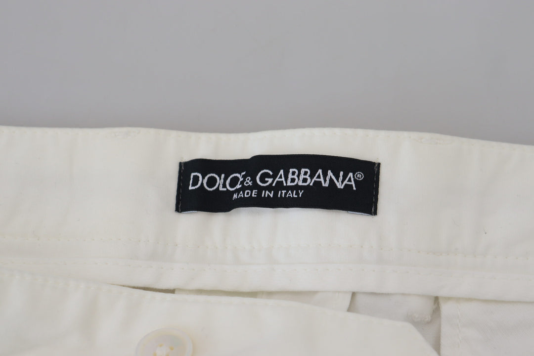 Dolce & Gabbana White Cotton Skinny Chino Pants