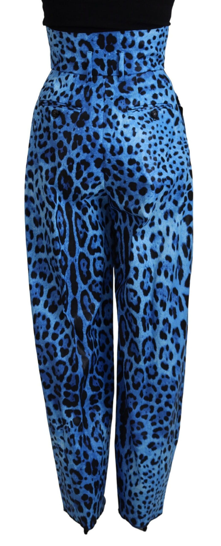 Blue Leopard Print High Waist Pants