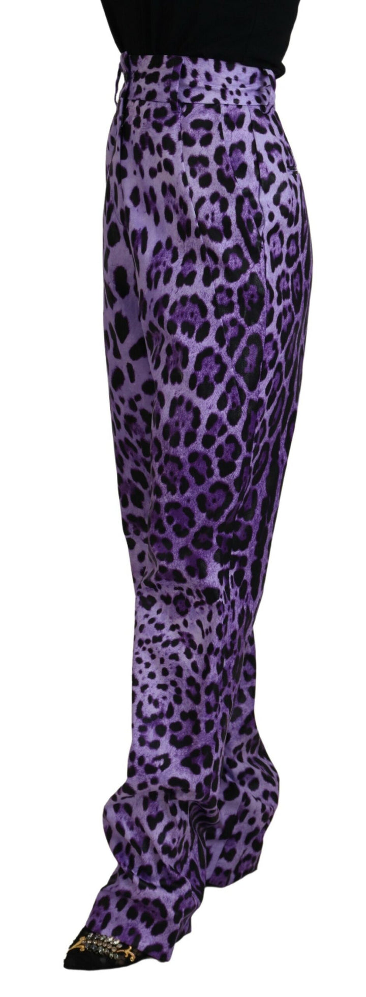 Purple Leopard Print High Waist Pants