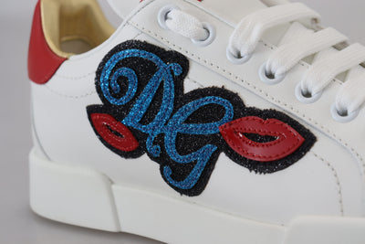 Dolce & Gabbana White Portofino Logo Classic Sneakers Shoes