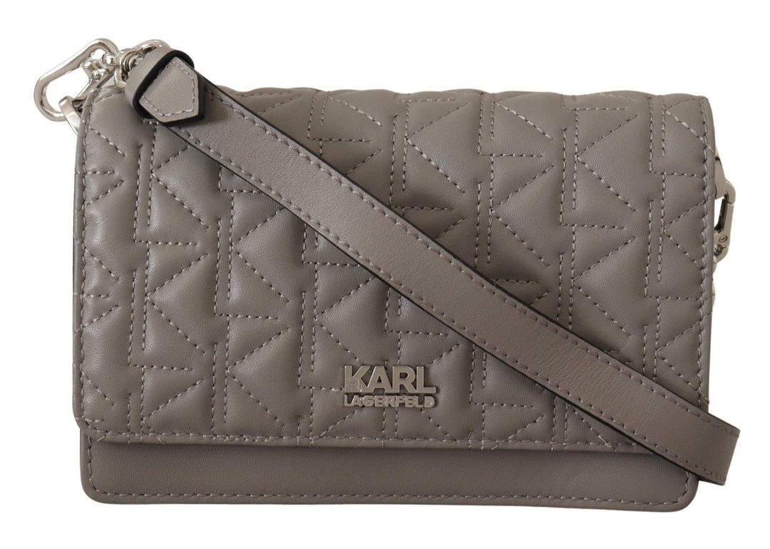 Karl Lagerfeld Light Grey Leather Crossbody Bag Crossbody Bags - Women - Bags, feed-1, Grey, Handbags - New Arrivals, Karl Lagerfeld, Shoulder Bags - Women - Bags, Women - New Arrivals at SEYMAYKA