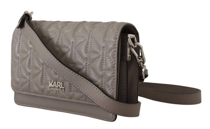 Karl Lagerfeld Light Grey Leather Crossbody Bag Crossbody Bags - Women - Bags, feed-1, Grey, Handbags - New Arrivals, Karl Lagerfeld, Shoulder Bags - Women - Bags, Women - New Arrivals at SEYMAYKA