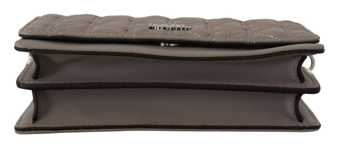 Karl Lagerfeld Light Grey Leather Crossbody Bag Crossbody Bags - Women - Bags, feed-1, Grey, Handbags - New Arrivals, Karl Lagerfeld, Shoulder Bags - Women - Bags, Women - New Arrivals at SEYMAYKA