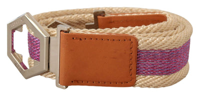 GF Ferre Multicolor Leather Silver Hexagon Logo Buckle Belt 85 cm / 34 Inches, Belts - Women - Accessories, feed-agegroup-adult, feed-color-Multicolor, feed-gender-female, GF Ferre, Multicolor at SEYMAYKA