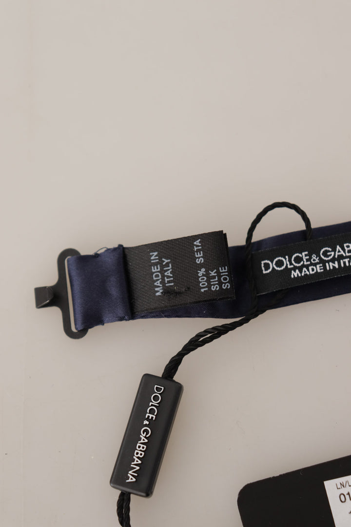 Dolce & Gabbana Blue  100% Silk Adjustable Neck Papillon Tie