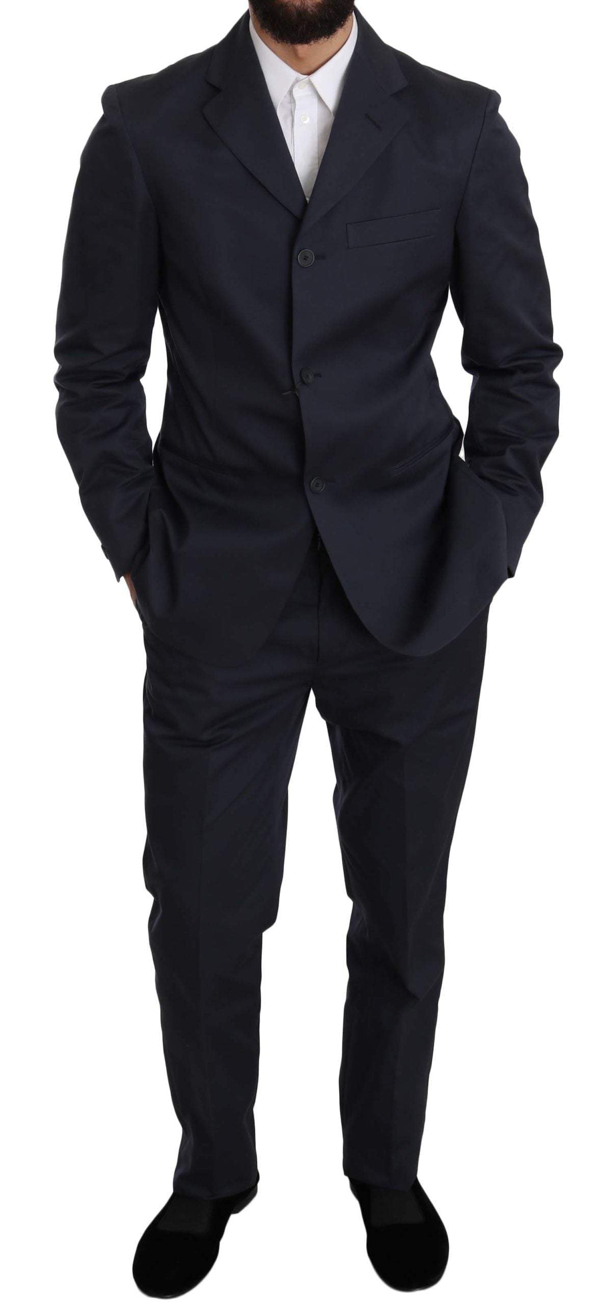 Romeo Gigli Two Piece 3 Button Cotton  Solid Suit #men, Blue, Catch, feed-agegroup-adult, feed-color-blue, feed-gender-male, feed-size-IT50 | L, Gender_Men, IT50 | L, Kogan, Men - New Arrivals, Romeo Gigli, Suits - Men - Clothing at SEYMAYKA