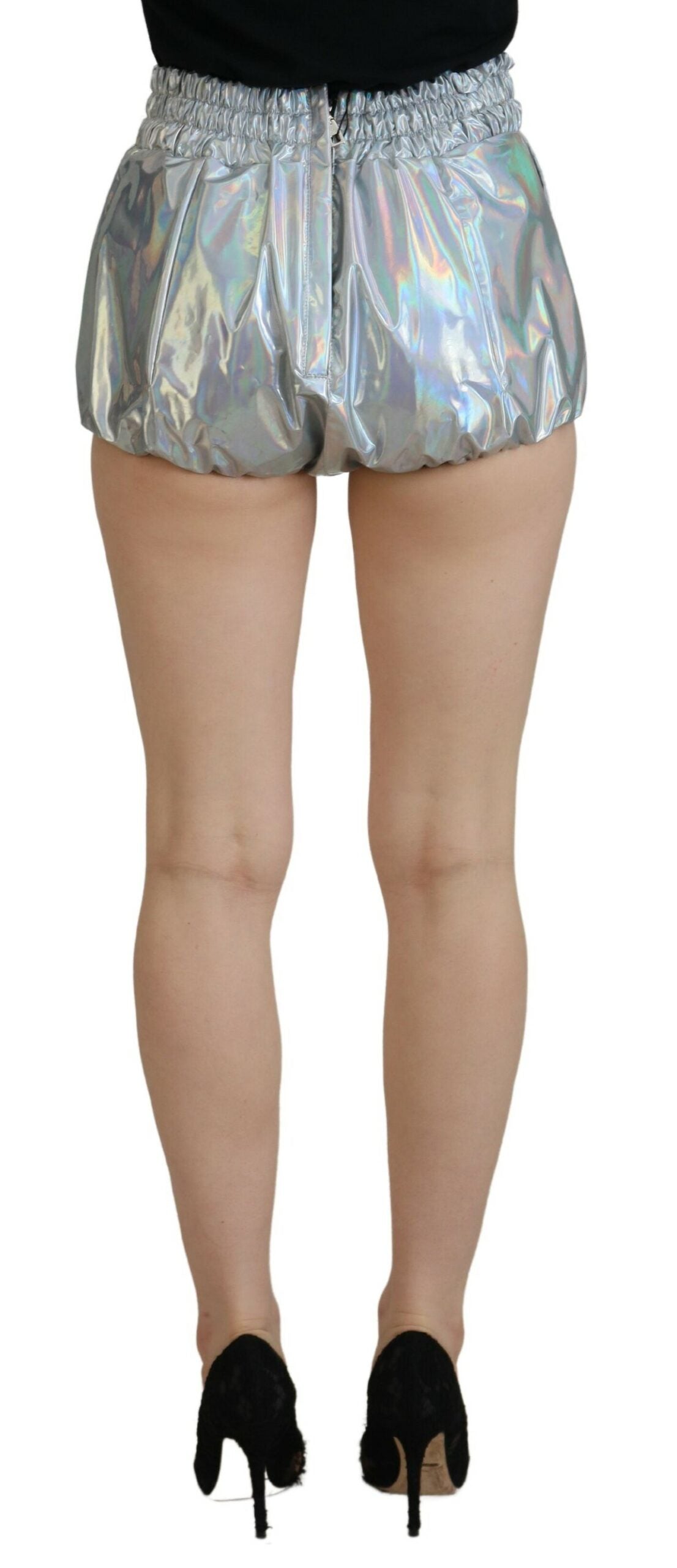Silver Holographic High Waist Hot Pants Shorts