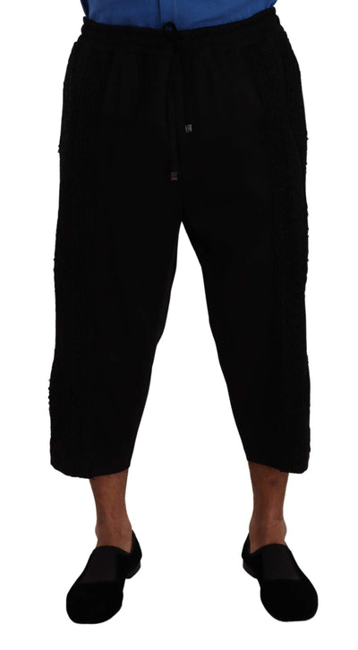 Dolce & Gabbana Black Cotton Torero Sweatpants Shorts Pants #men, Black, Dolce & Gabbana, feed-1, IT52 | XL, Jeans & Pants - Men - Clothing at SEYMAYKA