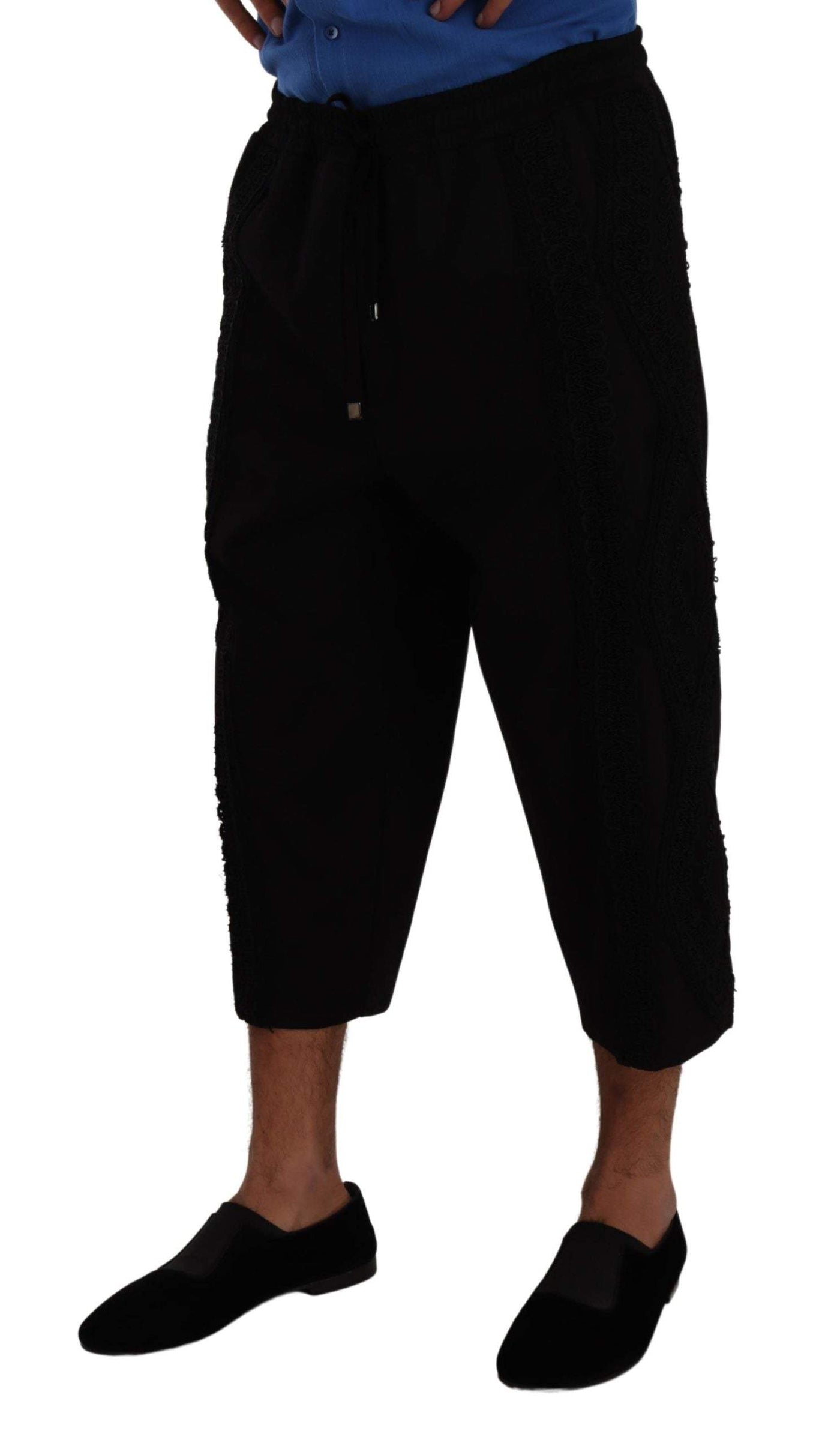 Dolce & Gabbana Black Cotton Torero Sweatpants Shorts Pants #men, Black, Dolce & Gabbana, feed-1, IT52 | XL, Jeans & Pants - Men - Clothing at SEYMAYKA
