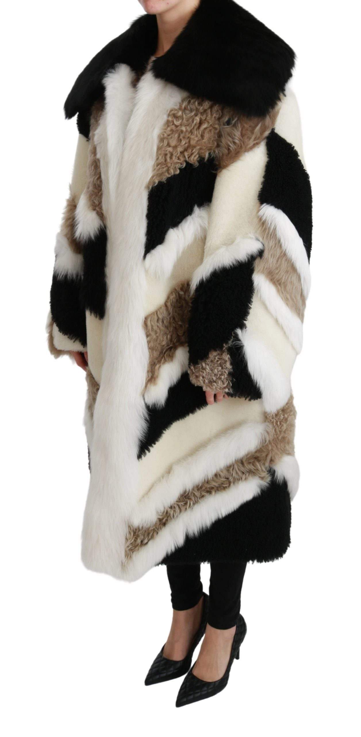 Dolce & Gabbana Sheep Fur Shearling Cape Jacket Coat #women, Brand_Dolce & Gabbana, Catch, Dolce & Gabbana, feed-agegroup-adult, feed-color-multicolor, feed-gender-female, feed-size-IT38 | S, feed-size-IT40 | M, Gender_Women, IT38 | S, IT40 | M, Jackets & Coats - Women - Clothing, Kogan, Multicolor, Women - New Arrivals at SEYMAYKA