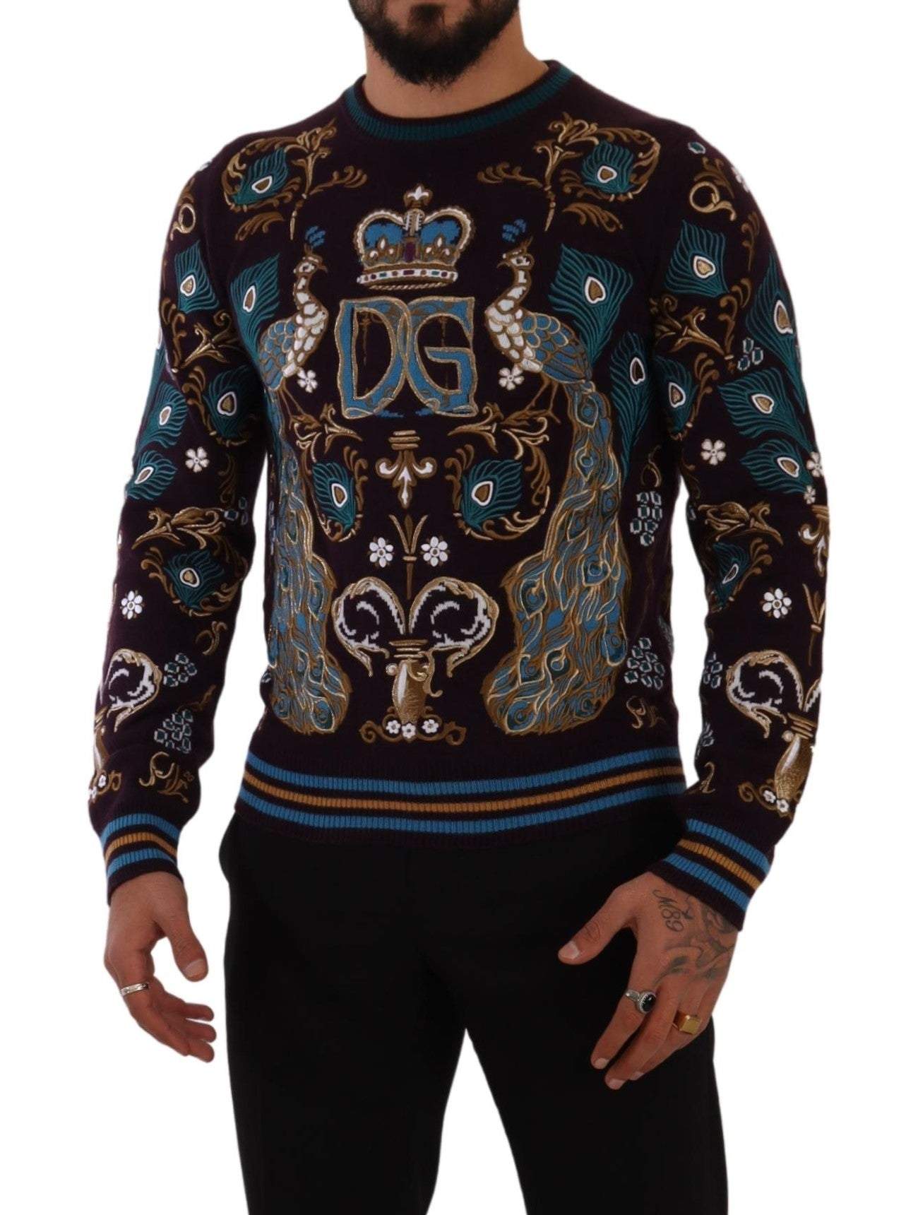 Dolce & Gabbana Bordeaux Cashmere DG Crown Embroidered Sweater #men, Bordeaux, Dolce & Gabbana, feed-1, IT44 | XS, IT46 | S, IT48 | M, IT50 | L, IT54 | XL, IT58 | XXL, T-Shirts - Men - Clothing at SEYMAYKA