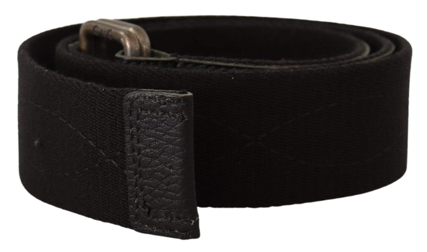 Costume National Black Cotton Ducati Metal Buckle Belt 85 cm / 34 Inches, Belts - Women - Accessories, Black, Costume National, feed-agegroup-adult, feed-color-Black, feed-gender-female at SEYMAYKA