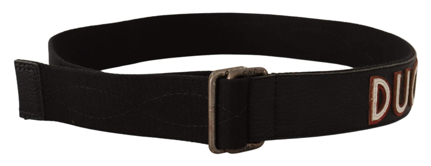 Costume National Black Cotton Ducati Metal Buckle Belt 85 cm / 34 Inches, Belts - Women - Accessories, Black, Costume National, feed-agegroup-adult, feed-color-Black, feed-gender-female at SEYMAYKA