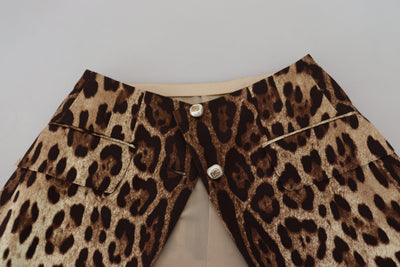 Brown Leopard Print Wool A-line Mini Skirt