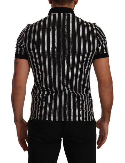 Dolce & Gabbana Black White Striped Polo Short Sleeve  T-shirt #men, Black, Dolce & Gabbana, feed-1, IT44 | XS, IT46 | S, IT48 | M, IT50 | L, IT54 | XL, IT56 | XXL, T-Shirts - Men - Clothing at SEYMAYKA