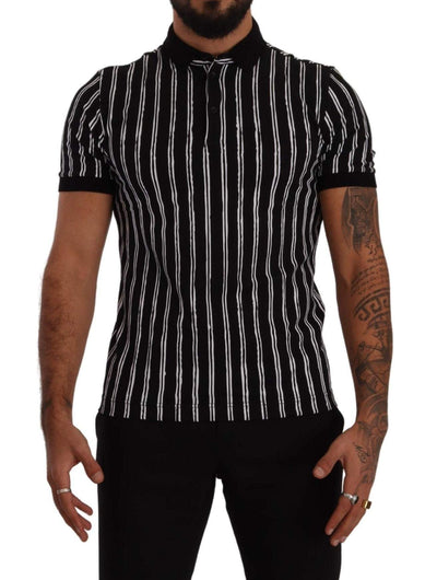 Dolce & Gabbana Black White Striped Polo Short Sleeve  T-shirt #men, Black, Dolce & Gabbana, feed-1, IT44 | XS, IT46 | S, IT48 | M, IT50 | L, IT54 | XL, IT56 | XXL, T-Shirts - Men - Clothing at SEYMAYKA