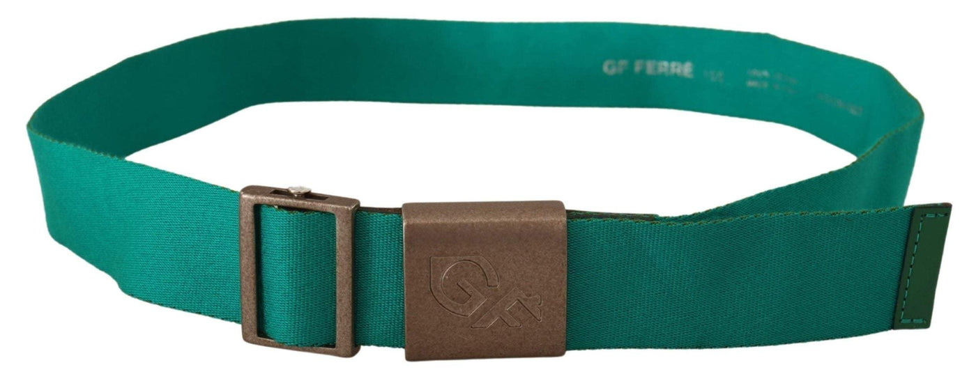GF Ferre Green Cotton Silver Logo Metal Buckle Waist Belt 100 cm / 40 Inches, Belts - Women - Accessories, Dolce & Gabbana, feed-agegroup-adult, feed-color-Green, feed-gender-female, Green at SEYMAYKA