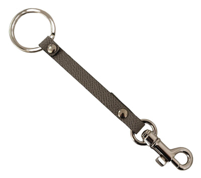 Dolce & Gabbana Gray Textured Leather Silver Metal Hook Keychain #men, Dolce & Gabbana, feed-agegroup-adult, feed-color-Gray, feed-gender-male, Gray, Keychains - Men - Accessories at SEYMAYKA