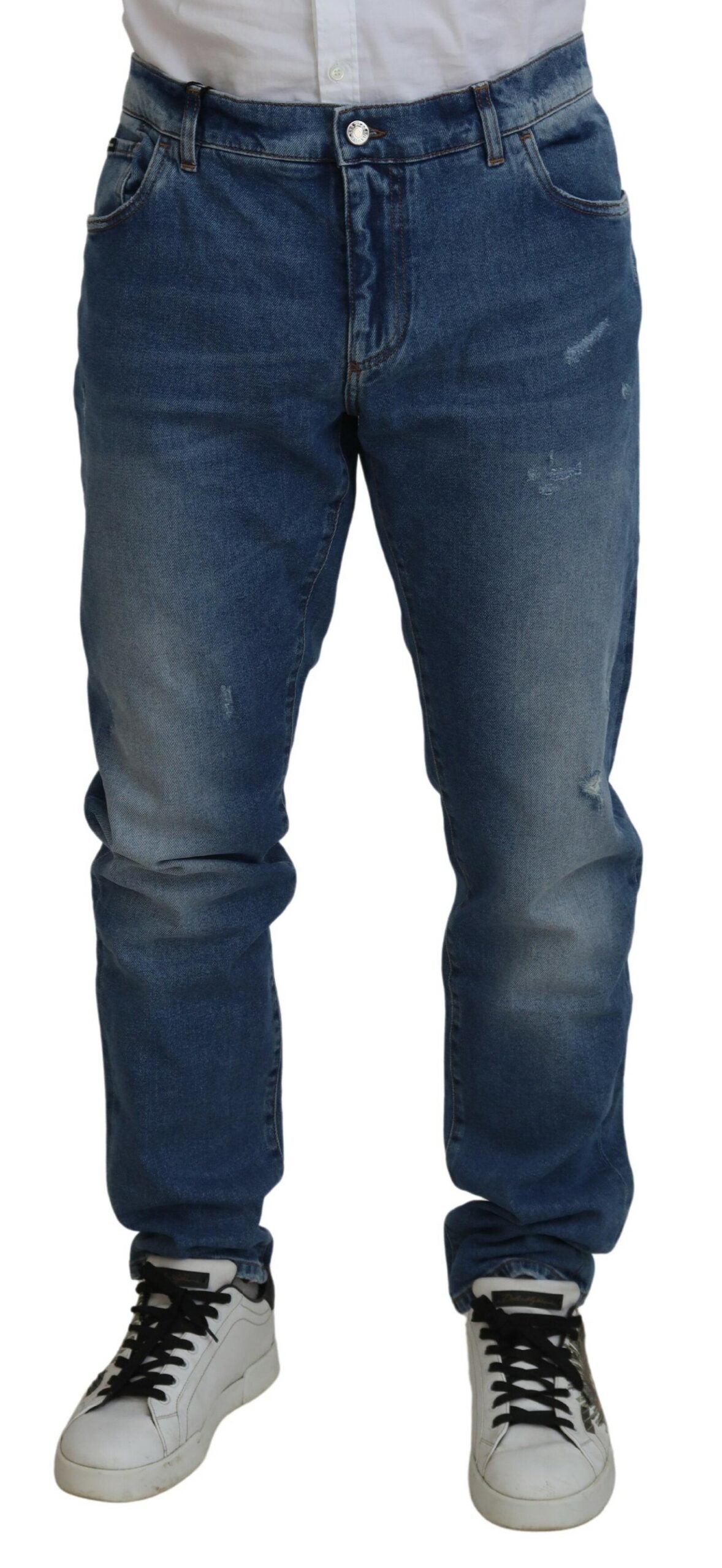 Dolce & Gabbana Blue Washed Skinny Cotton Denim Jeans