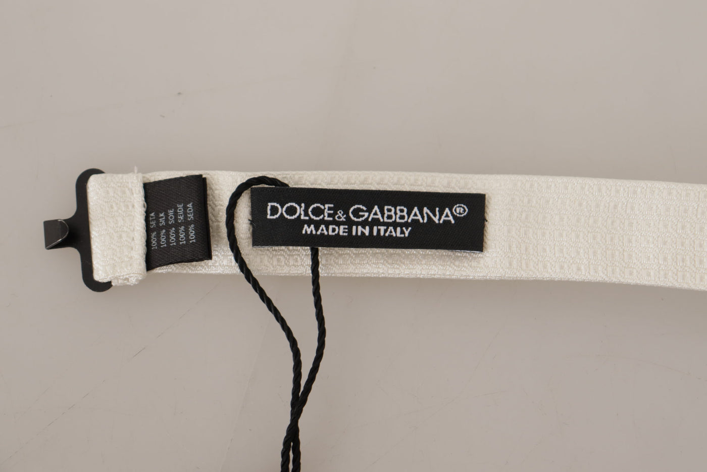 Dolce & Gabbana Off White Pattern Adjustable Neck Papillon Tie