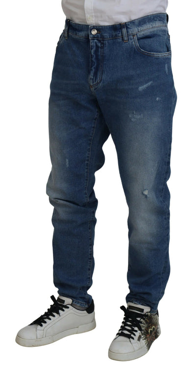 Dolce & Gabbana Blue Washed Skinny Cotton Denim Jeans