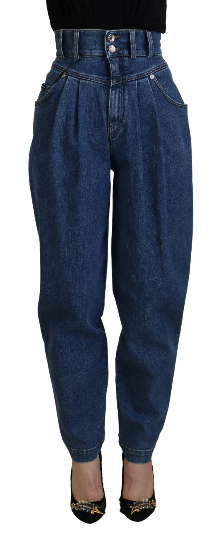 Blue High Waist Denim Cotton Stretch Jeans