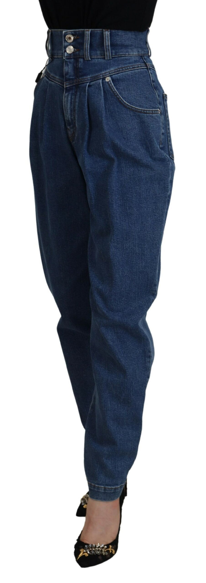 Blue High Waist Denim Cotton Stretch Jeans