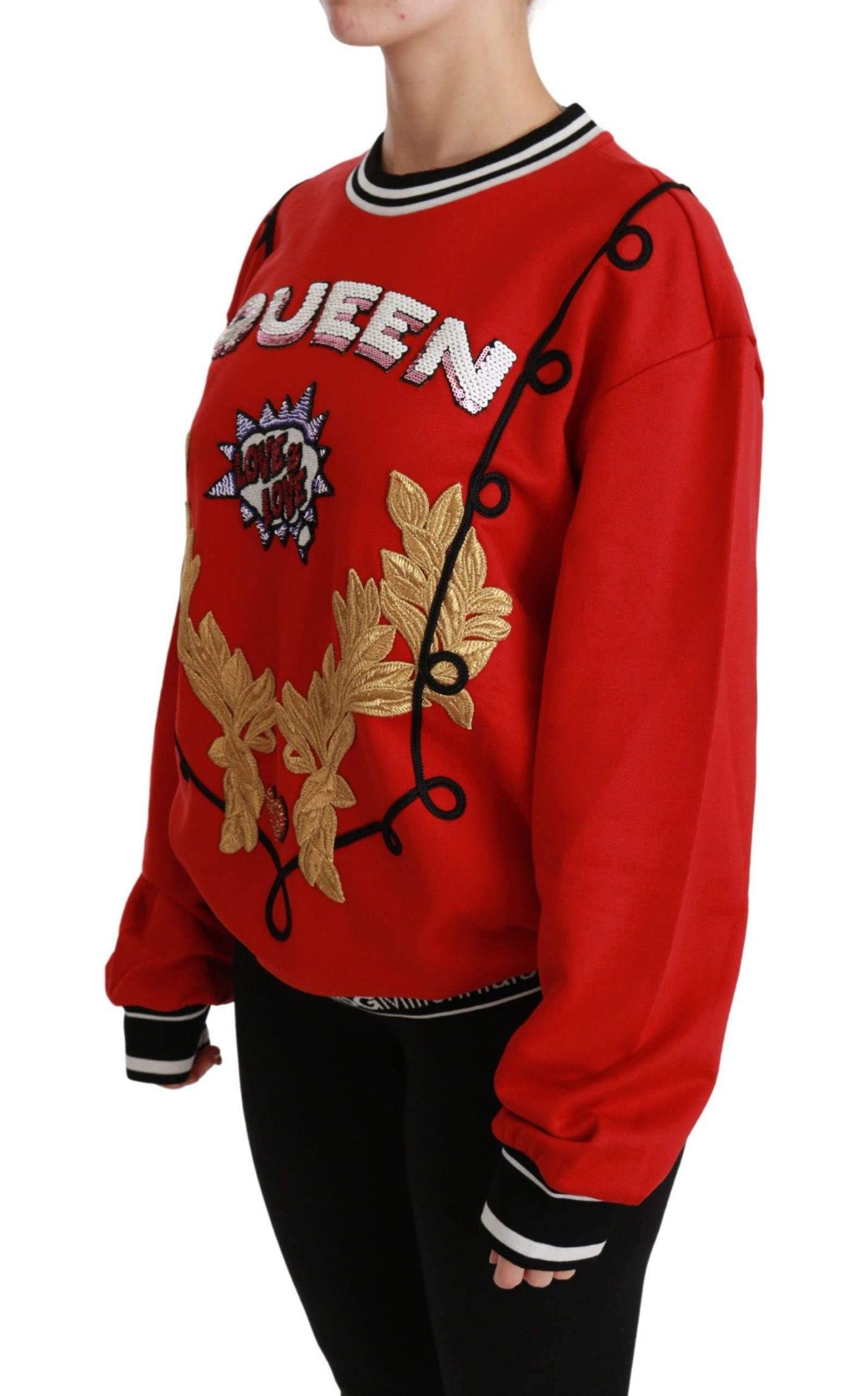 Dolce & Gabbana  Red Queen Sequined Love Pullover Sweater #women, Brand_Dolce & Gabbana, Catch, Dolce & Gabbana, feed-agegroup-adult, feed-color-red, feed-gender-female, feed-size-IT36 | XS, feed-size-IT40|S, feed-size-IT42|M, feed-size-IT44|L, Gender_Women, IT36 | XS, IT40|S, IT42|M, IT44|L, Kogan, Red, Sweaters - Women - Clothing, Women - New Arrivals at SEYMAYKA