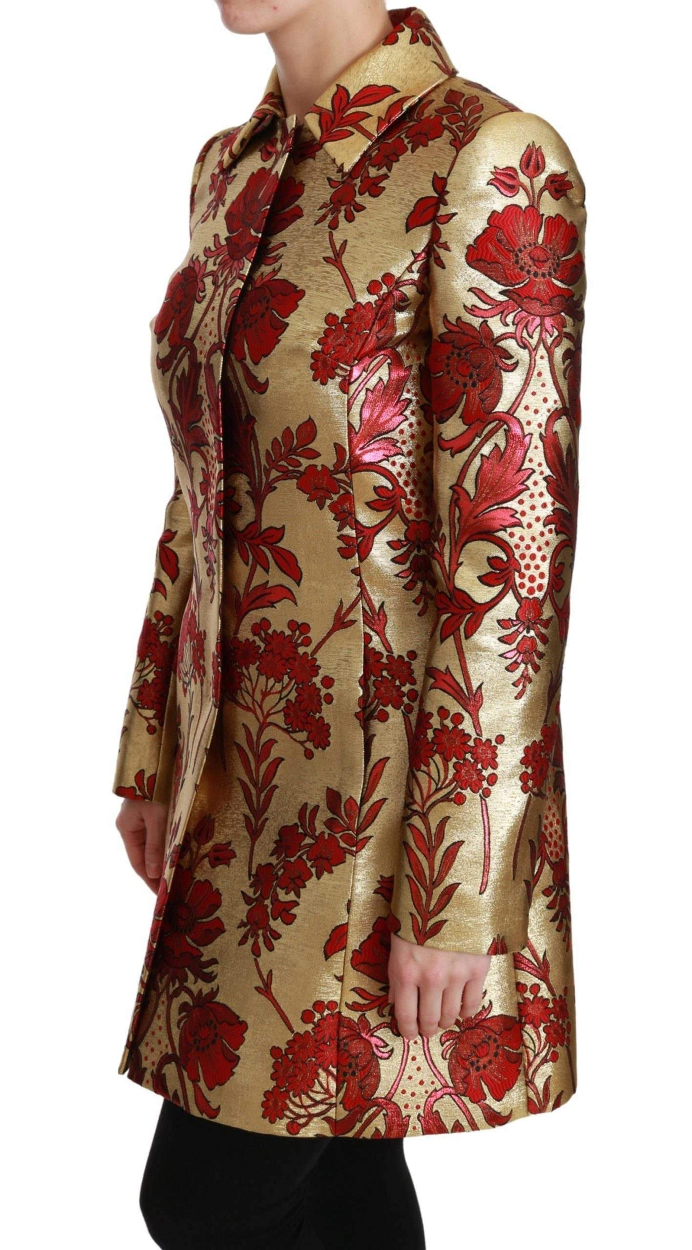 Dolce & Gabbana  Red Gold Floral Brocade Cape Coat Jacket #women, Brand_Dolce & Gabbana, Catch, Dolce & Gabbana, feed-agegroup-adult, feed-color-gold, feed-gender-female, feed-size-IT36 | XS, feed-size-IT40|S, feed-size-IT42|M, Gender_Women, Gold, IT36 | XS, IT38|XS, IT40|S, IT42|M, IT44|L, IT46|XL, Jackets & Coats - Women - Clothing, Kogan, Women - New Arrivals at SEYMAYKA