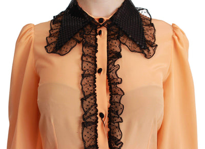 Dolce & Gabbana  Yellow Silk Sequin Lace Blouse Shirt #women, Brand_Dolce & Gabbana, Catch, Dolce & Gabbana, feed-agegroup-adult, feed-color-yellow, feed-gender-female, feed-size-IT38 | S, feed-size-IT42|M, feed-size-IT44|L, Gender_Women, IT38 | S, IT42|M, IT44|L, Kogan, Shirts - Women - Clothing, Women - New Arrivals, Yellow at SEYMAYKA