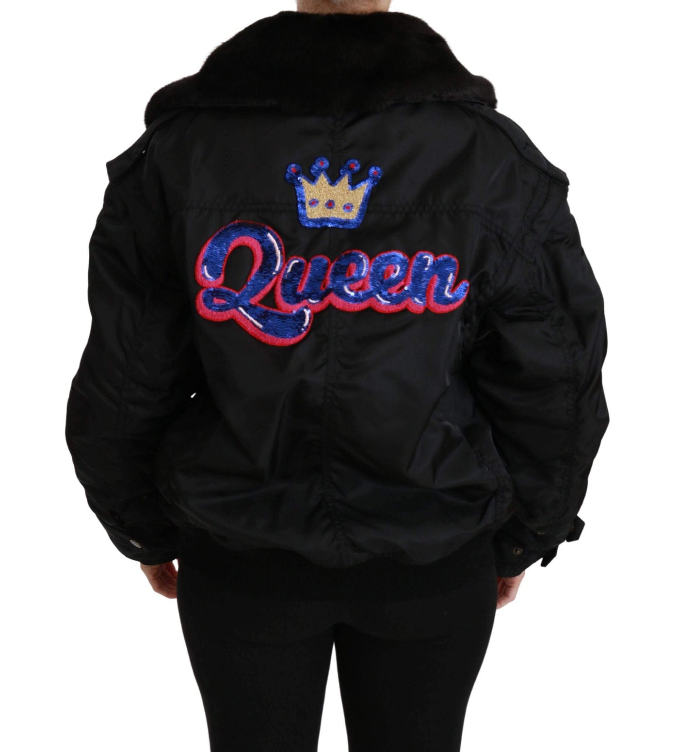 Dolce & Gabbana  Black Queen Crown Sequined Bomber Jacket #women, Black, Brand_Dolce & Gabbana, Catch, Dolce & Gabbana, feed-agegroup-adult, feed-color-black, feed-gender-female, feed-size-IT36 | XS, feed-size-IT38 | S, Gender_Women, IT36 | XS, IT38 | S, IT40 | M, Jackets & Coats - Women - Clothing, Kogan, Women - New Arrivals at SEYMAYKA
