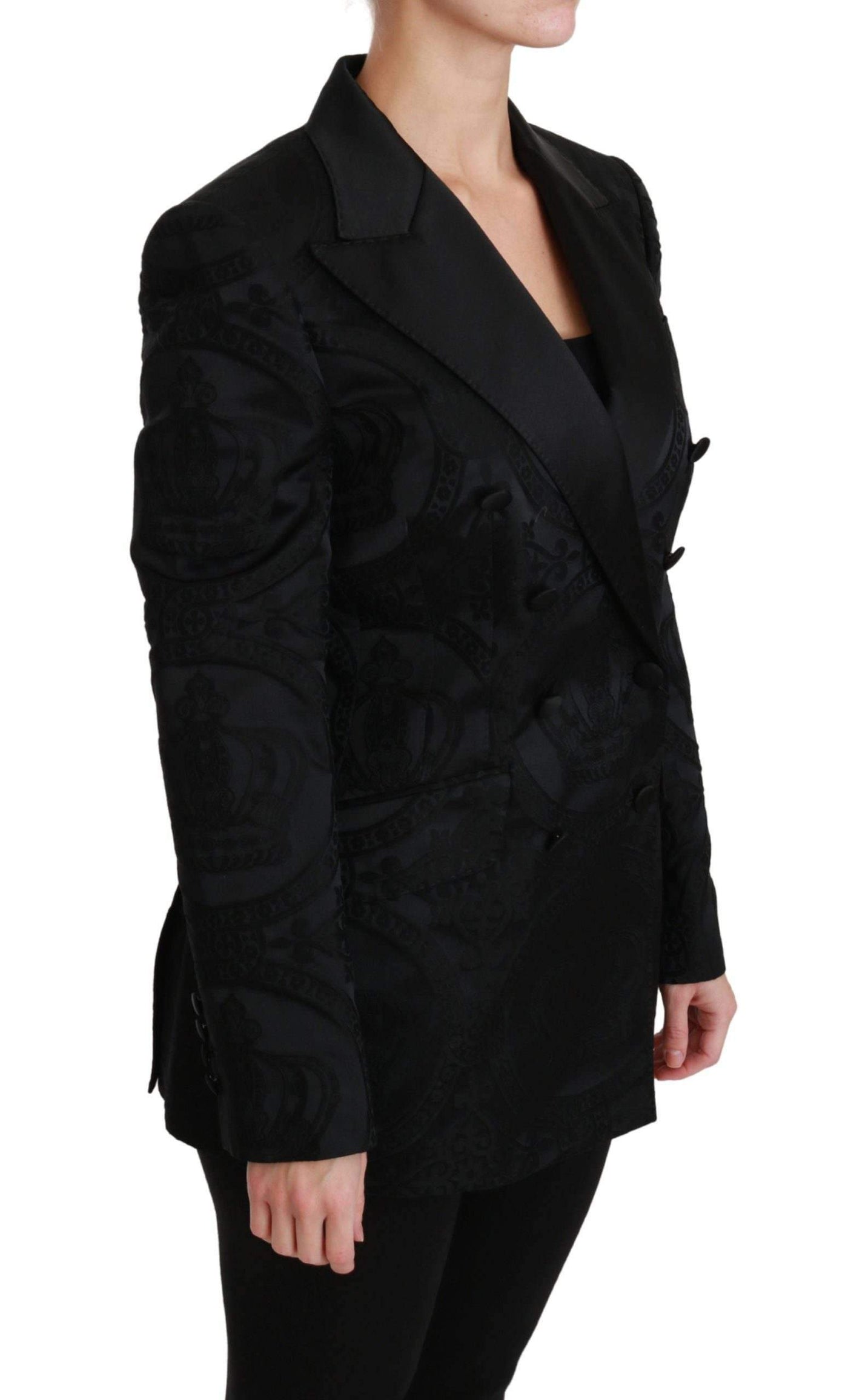 Dolce & Gabbana Black Crown Double Breasted Coat Jacket #women, Black, Brand_Dolce & Gabbana, Catch, Dolce & Gabbana, feed-agegroup-adult, feed-color-black, feed-gender-female, feed-size-IT44|L, feed-size-IT46|XL, Gender_Women, IT44|L, IT46|XL, Jackets & Coats - Women - Clothing, Kogan, Women - New Arrivals at SEYMAYKA