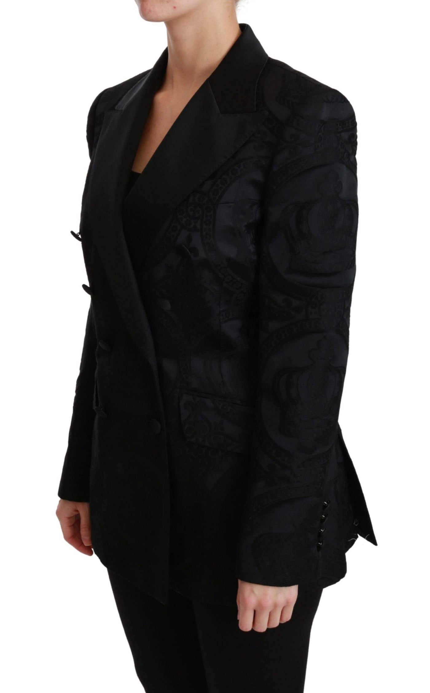 Dolce & Gabbana Black Crown Double Breasted Coat Jacket #women, Black, Brand_Dolce & Gabbana, Catch, Dolce & Gabbana, feed-agegroup-adult, feed-color-black, feed-gender-female, feed-size-IT44|L, feed-size-IT46|XL, Gender_Women, IT44|L, IT46|XL, Jackets & Coats - Women - Clothing, Kogan, Women - New Arrivals at SEYMAYKA