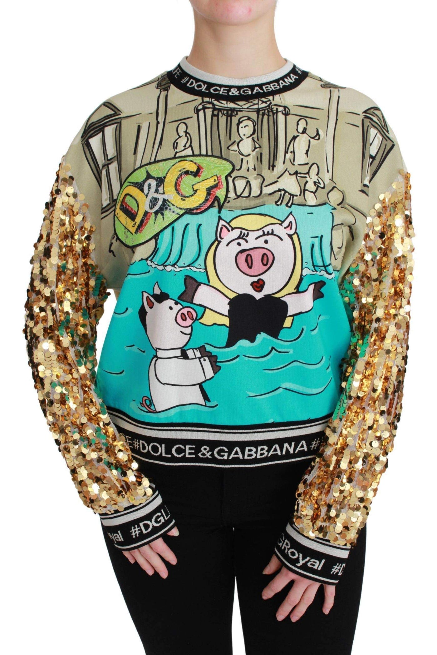 Dolce & Gabbana  Year of the Pig Sequined Top  Sweater #women, Brand_Dolce & Gabbana, Catch, Dolce & Gabbana, feed-agegroup-adult, feed-color-multicolor, feed-gender-female, feed-size-IT36 | XS, feed-size-IT38 | S, feed-size-IT40|S, feed-size-IT42|M, feed-size-IT44|L, Gender_Women, IT36 | XS, IT38 | S, IT40|S, IT42|M, IT44|L, Kogan, Multicolor, Sweaters - Women - Clothing, Women - New Arrivals at SEYMAYKA