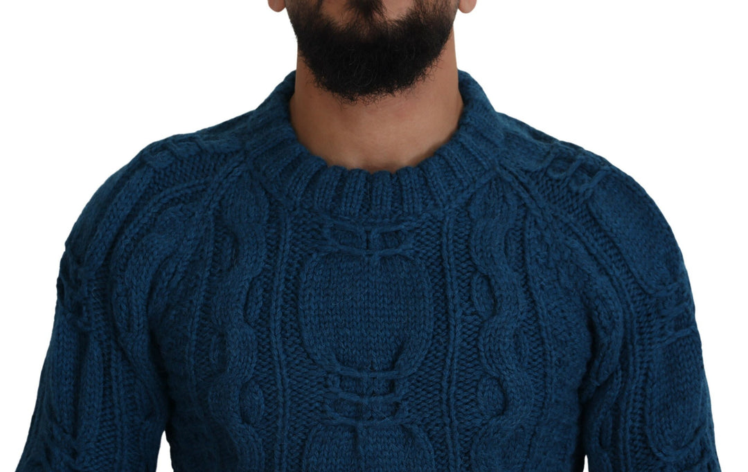 Dolce & Gabbana Blue Knitted Wool Alpaca Pullover Sweater