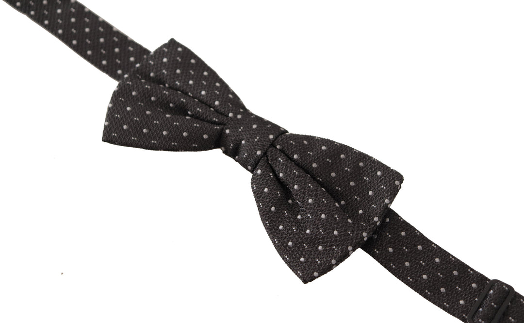 Dolce & Gabbana Gray Polka Dot 100% Silk Neck Papillon Tie