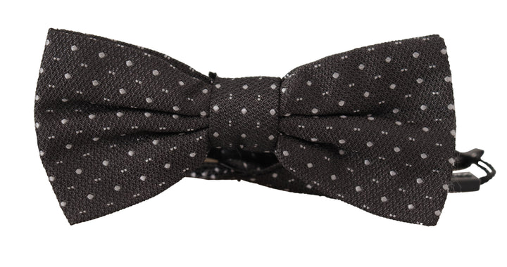 Dolce & Gabbana Gray Polka Dot 100% Silk Neck Papillon Tie