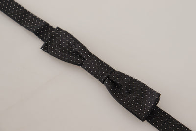 Dolce & Gabbana Black White Polka 100% Silk Neck Papillon Tie